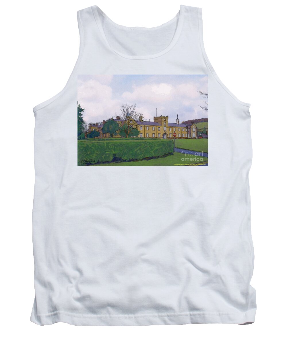 Saint David's College Campus Illustration Tank Top featuring the mixed media St Davids College - Lampeter Campus by Edward McNaught-Davis