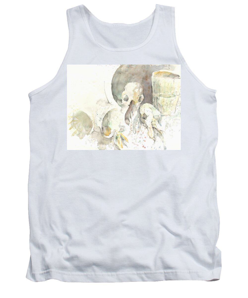 Still Life Tank Top featuring the painting Still life with skulls by Melinda Dare Benfield
