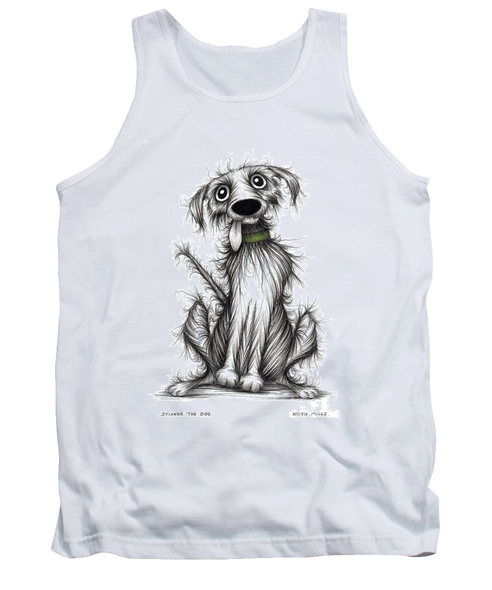 Smelly Dog Tank Top featuring the drawing Stinker the dog by Keith Mills