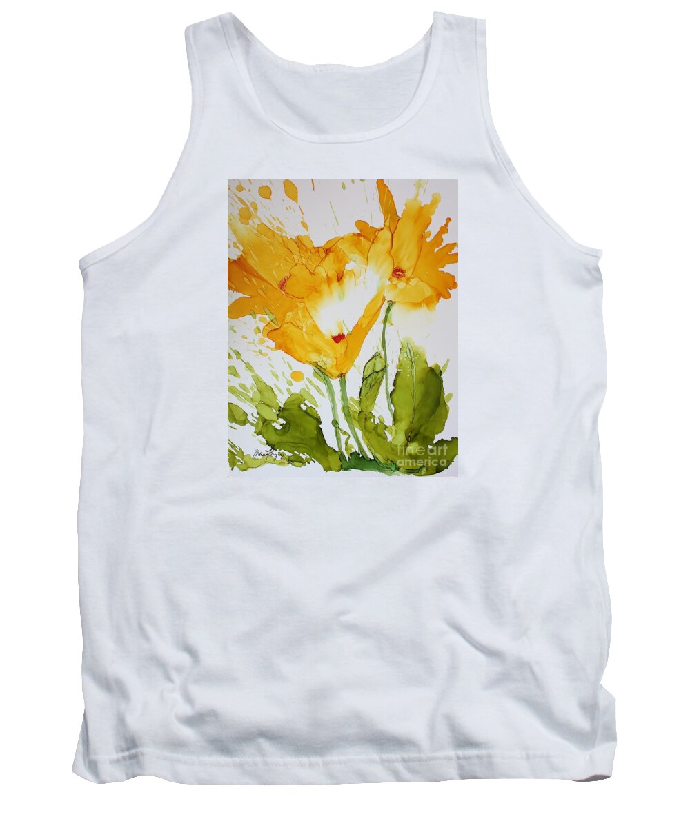 Flowers Tank Top featuring the painting Sun Splashed Poppies by Marcia Breznay
