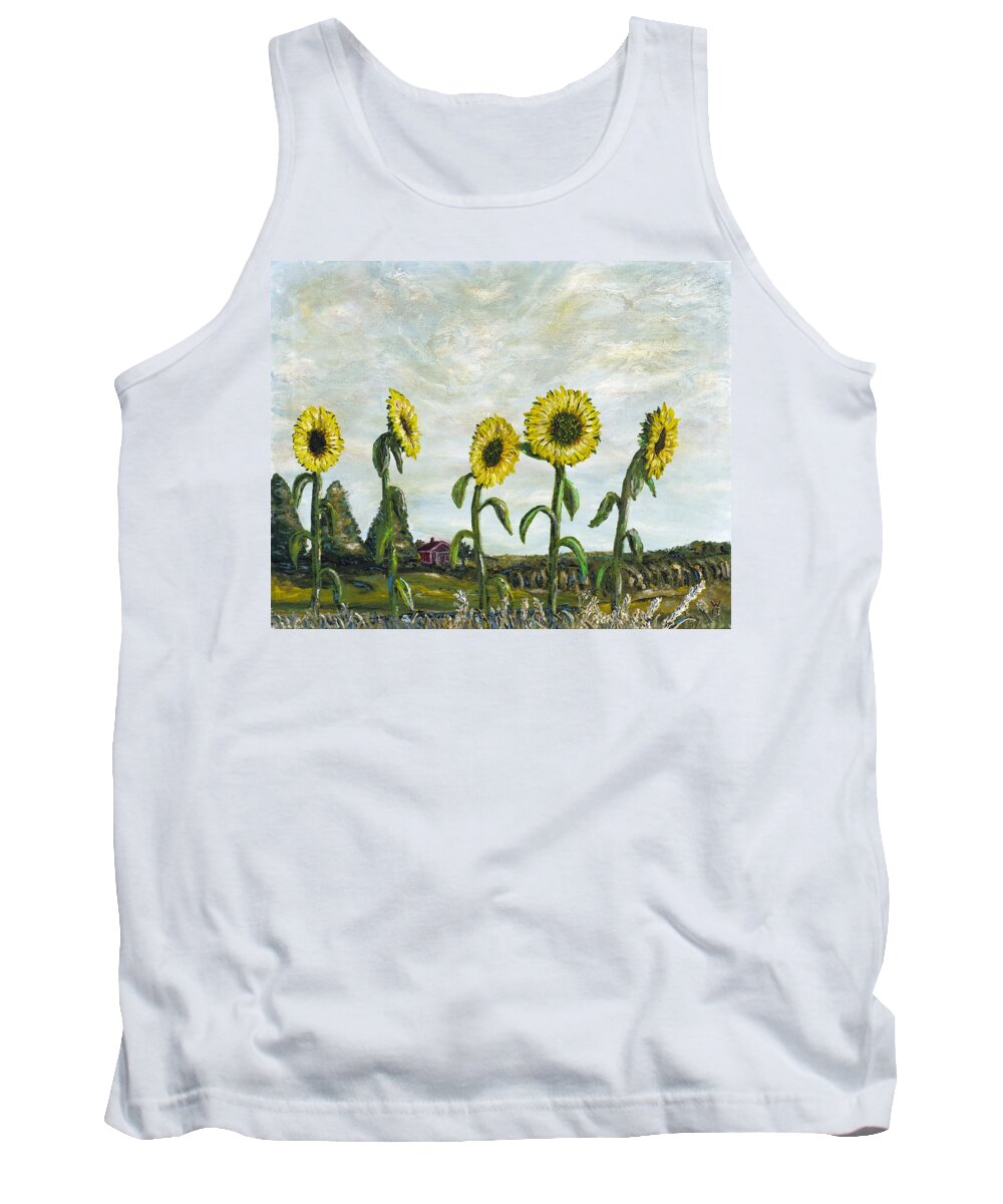 W Tank Top featuring the painting Sunflowers by Richard Wandell