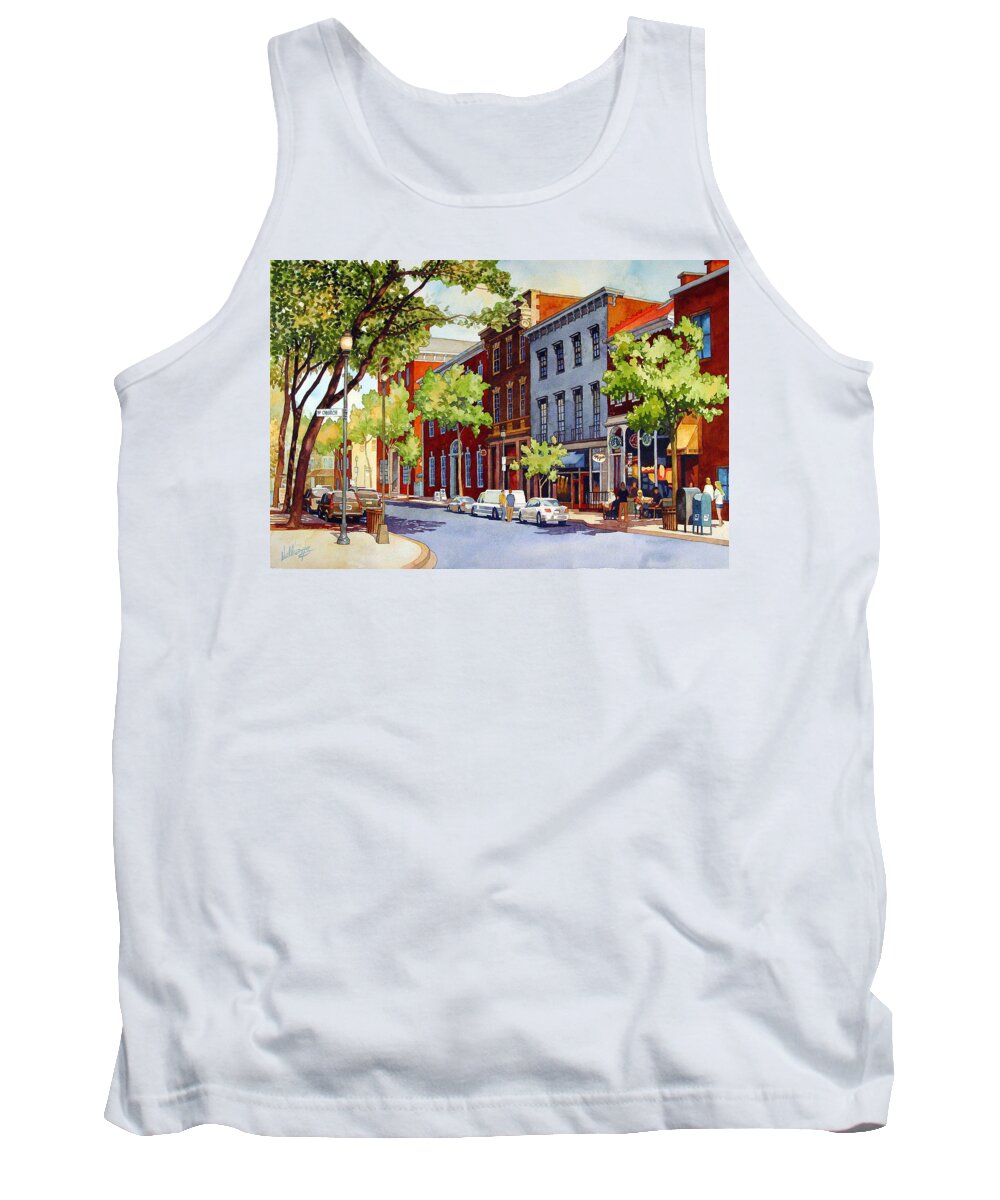 Watercolor Tank Top featuring the painting Sunny Day Cafe by Mick Williams