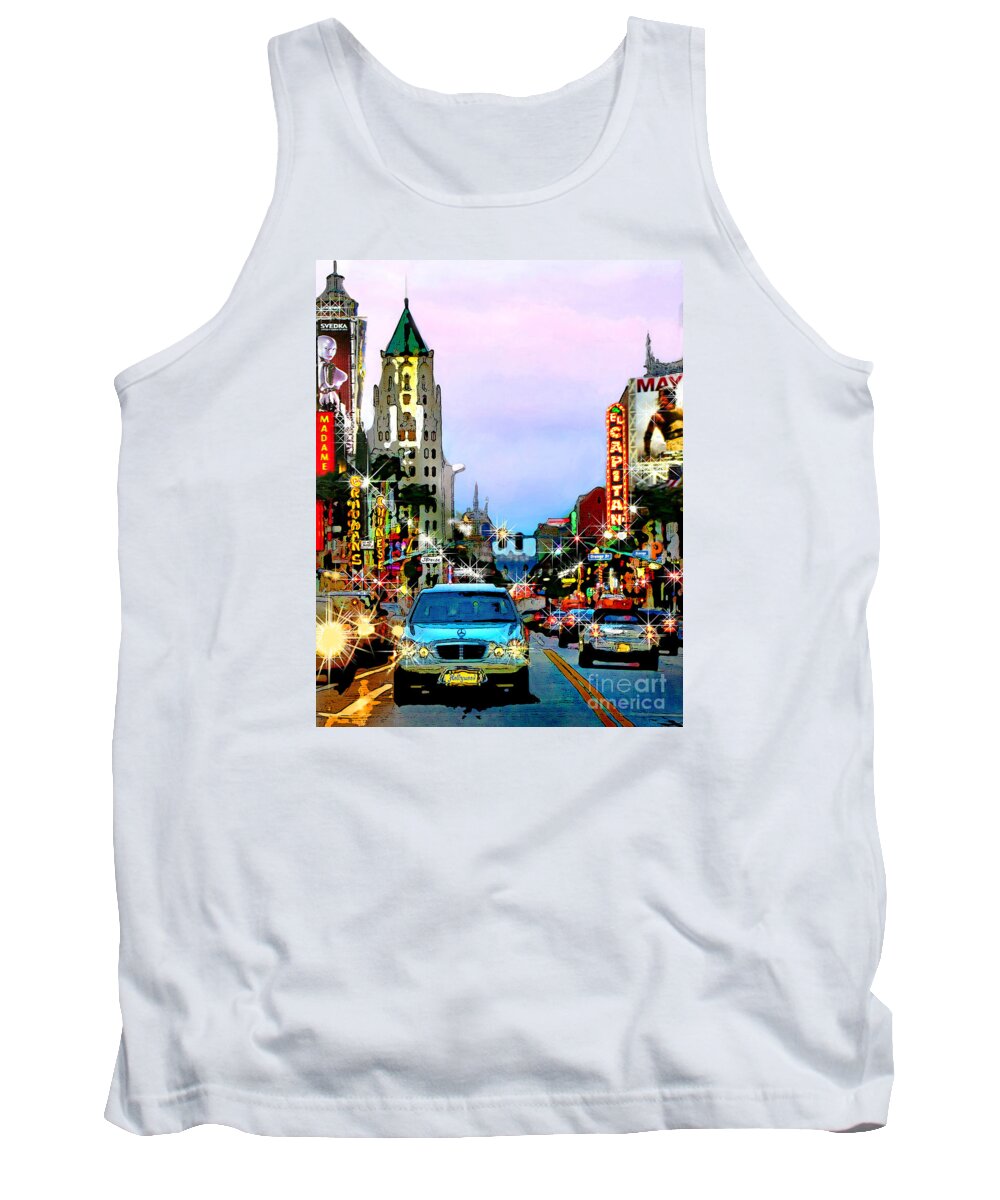 T-shirt Design Tank Top featuring the digital art Sunset on Hollywood Blvd by Jennie Breeze