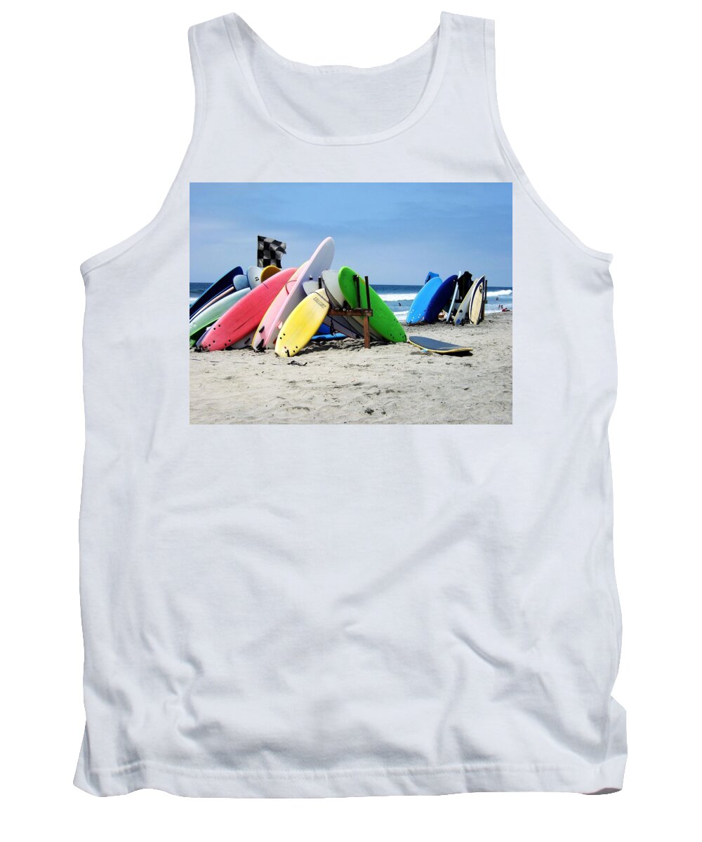 Beach Tank Top featuring the photograph Surf Boards by Steve Ondrus