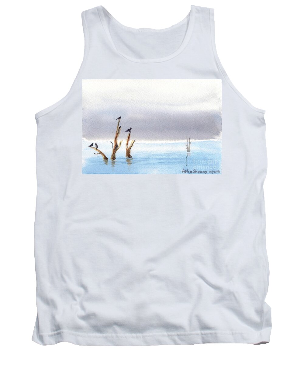 Calm Tank Top featuring the painting The Calm by Asha Sudhaker Shenoy