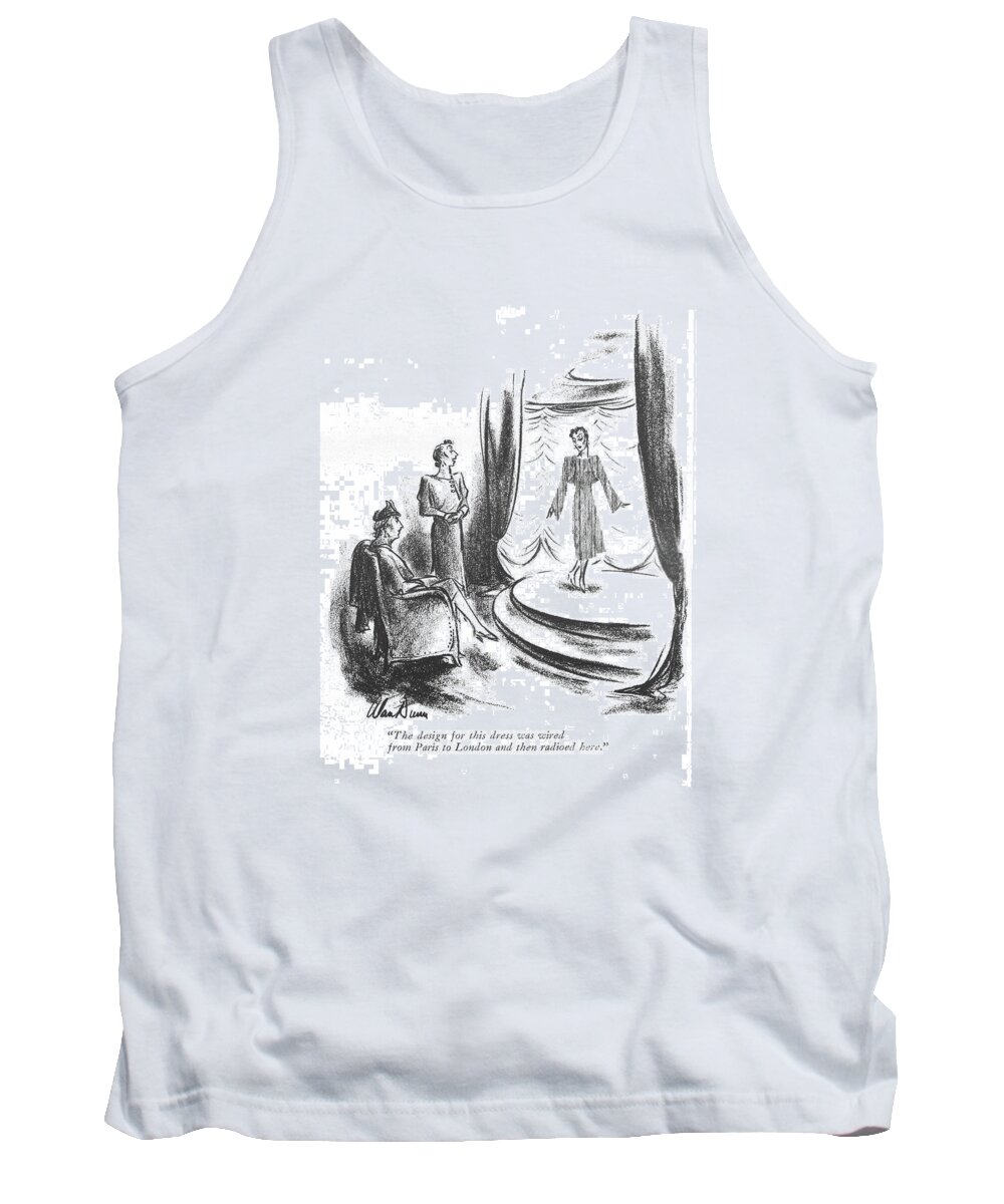 109858 Adu Alan Dunn Tank Top featuring the drawing Wired From Paris by Alan Dunn