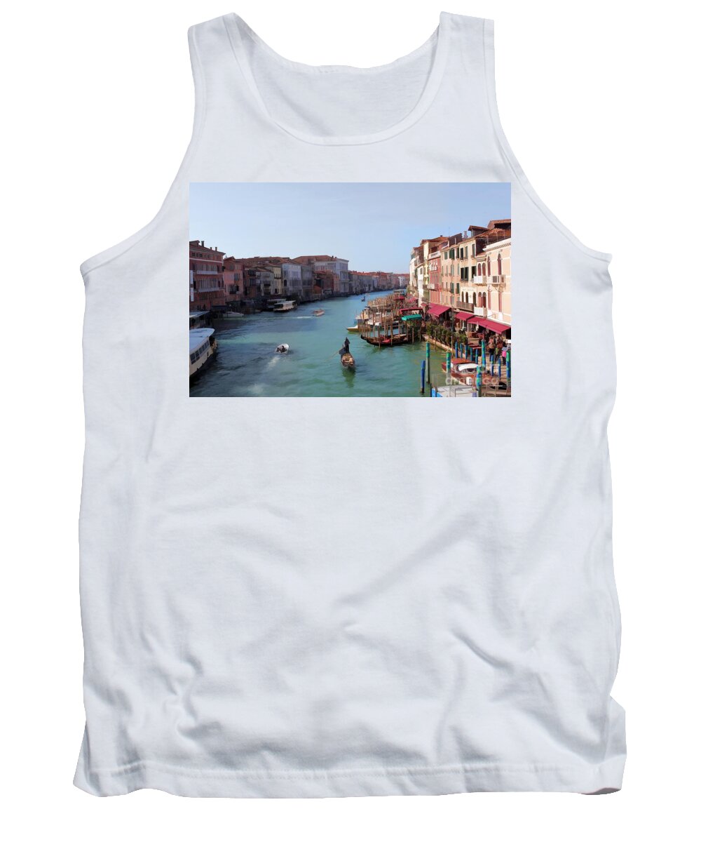Venice Image Tank Top featuring the photograph The Grand Canal Venice Oil Effect by Tom Prendergast