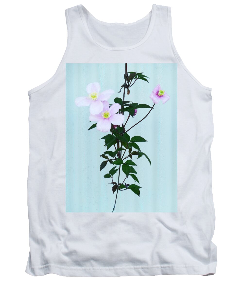 Corrugated Tank Top featuring the photograph The Pink Clematis by Steve Taylor