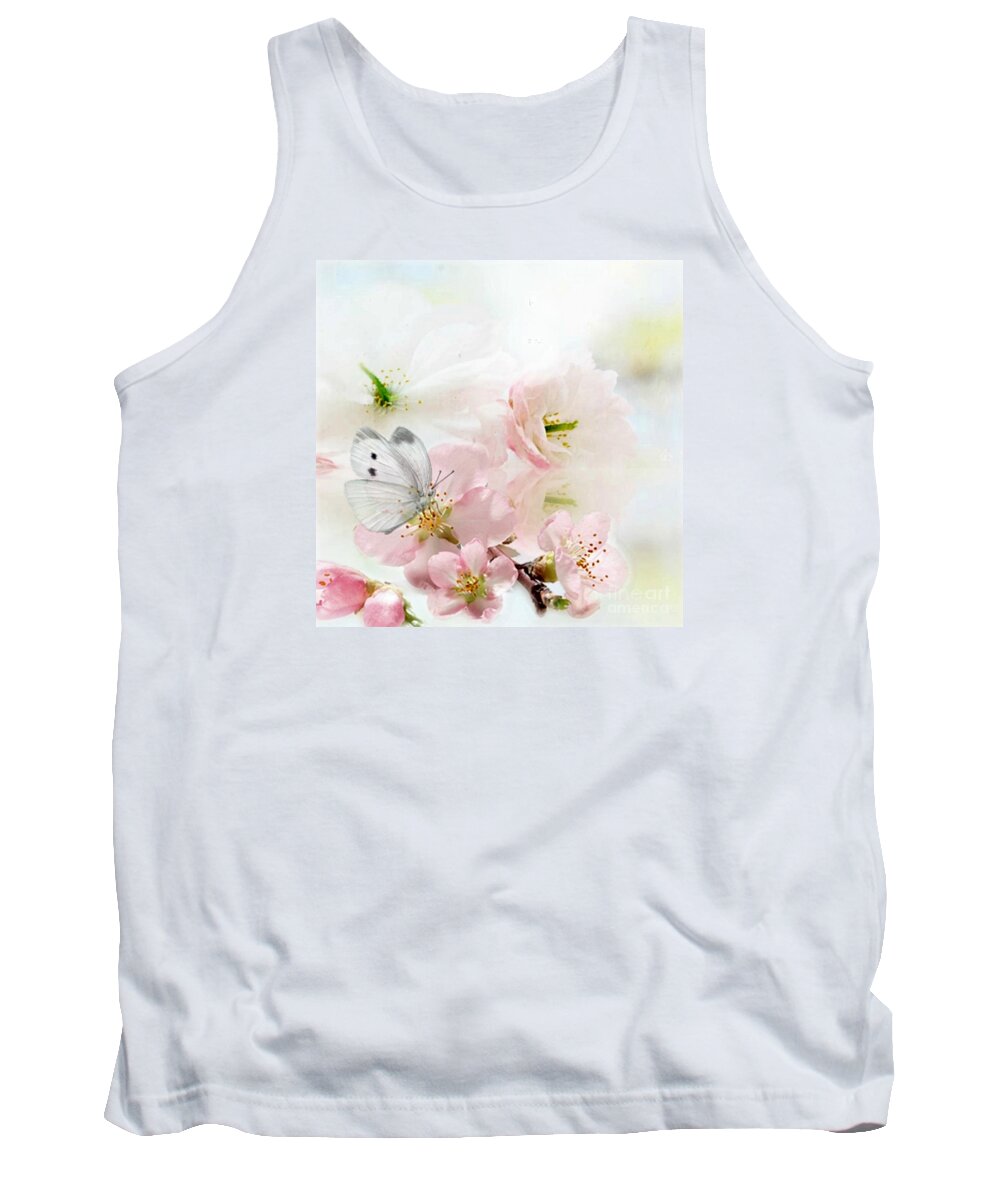 Butterfly Tank Top featuring the mixed media The Silent World of a Butterfly by Morag Bates