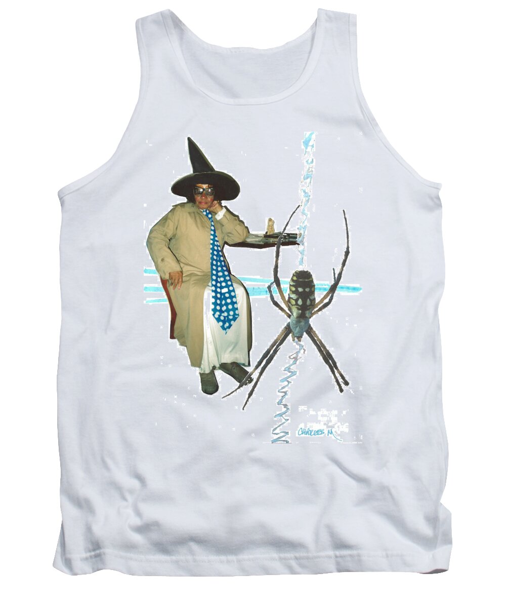Witch Tank Top featuring the mixed media The Spotted Widow by Charles M Williams