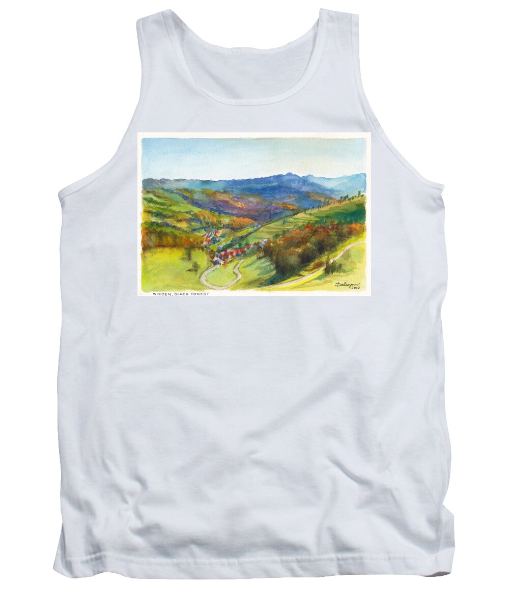 Germany Tank Top featuring the painting The village of Wieden in the Black Forest by Dai Wynn