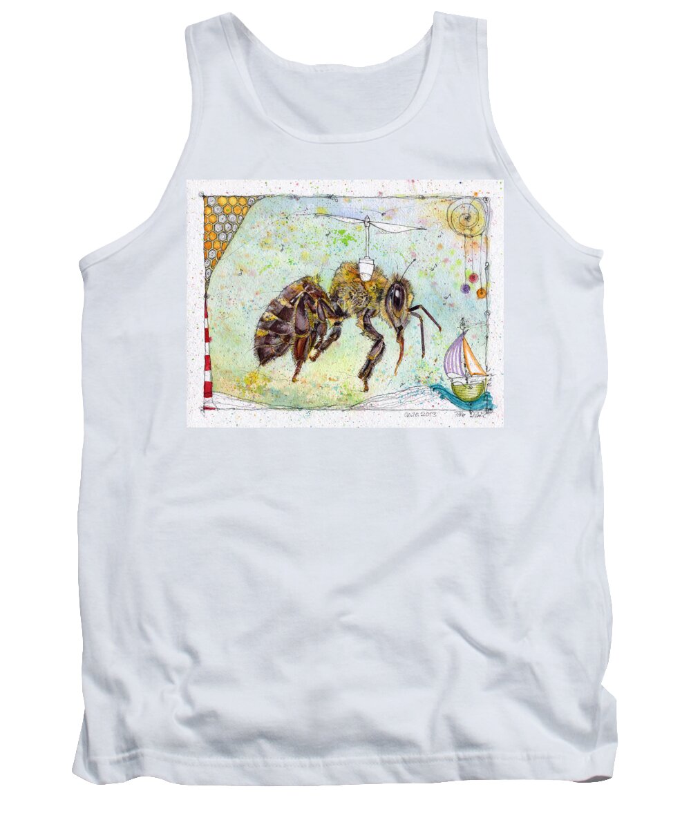 Bees Tank Top featuring the painting This should not be by Petra Rau