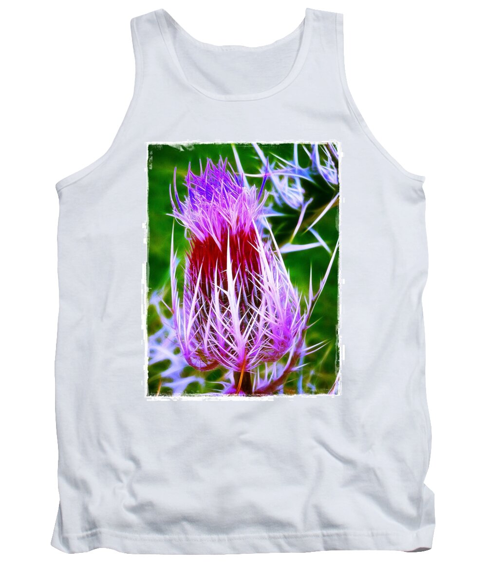 Prickly Tank Top featuring the photograph Thistle by Judi Bagwell