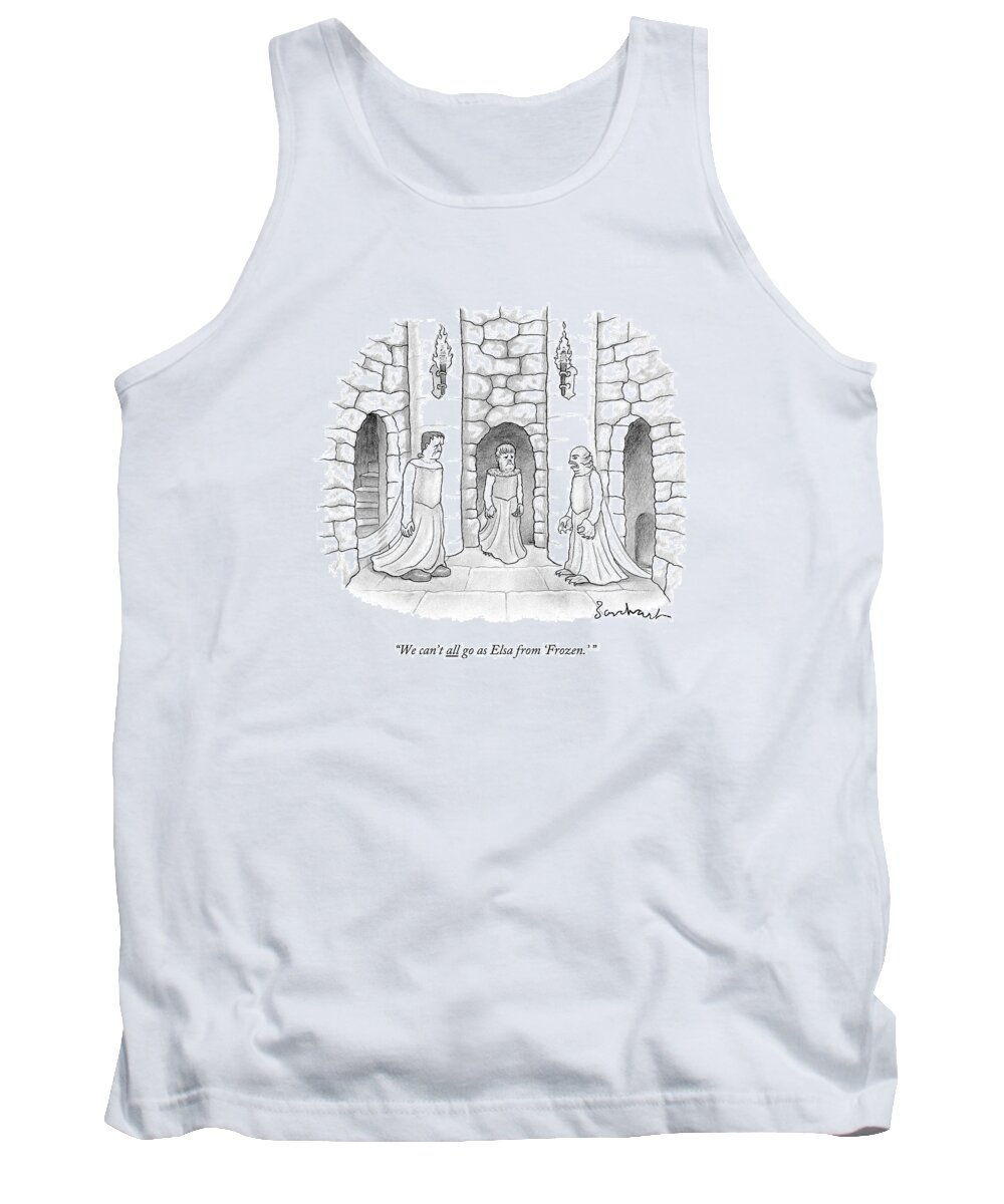 Frozen Tank Top featuring the drawing Three Horror Movie Monsters by David Borchart