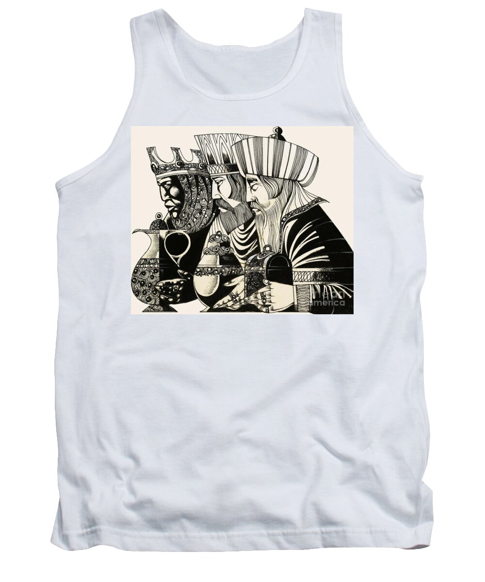 Christmas Tank Top featuring the drawing Three Kings by Richard Hook