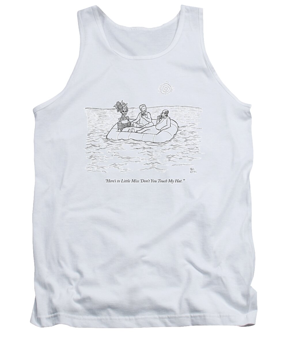 Captionless Tank Top featuring the drawing Three People Are In A Lifeboat. Two Of Them Eat by Paul Noth