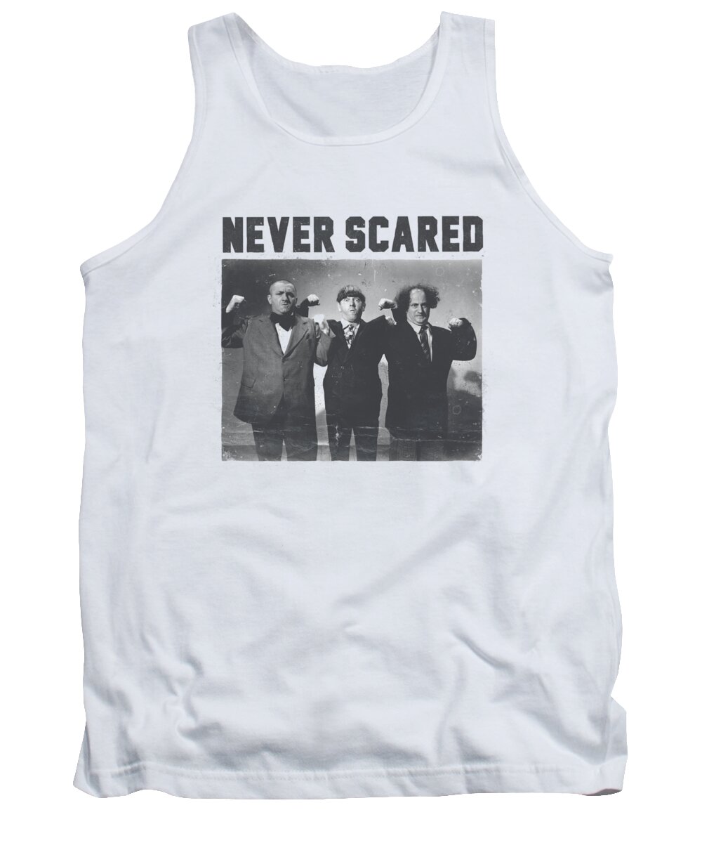 The Three Stooges Tank Top featuring the digital art Three Stooges - Never Scared by Brand A
