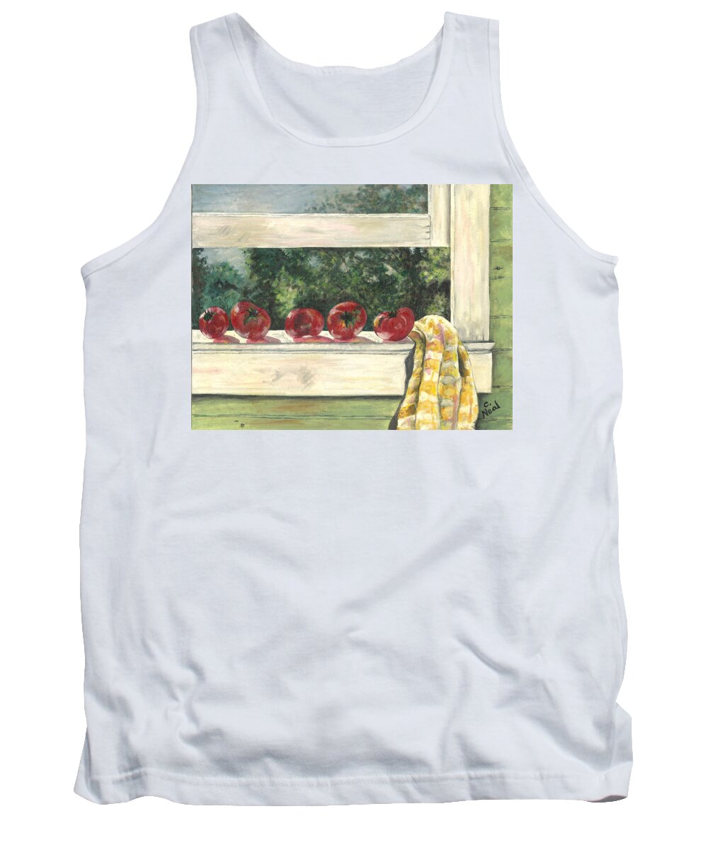 Tomato Tank Top featuring the painting Tomatoes on the Sill by Carol Neal