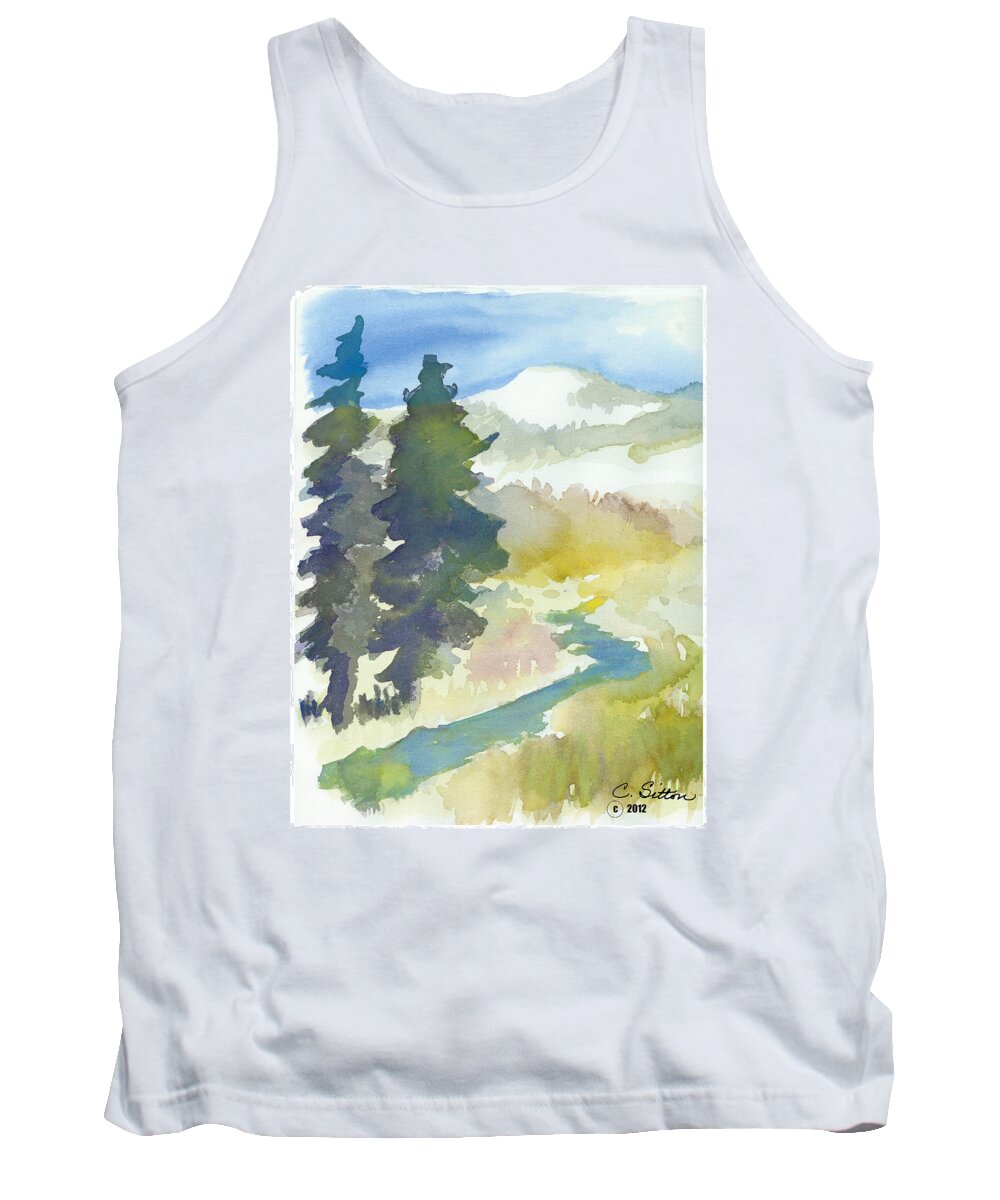 C Sitton Paintings Tank Top featuring the painting Trees by C Sitton