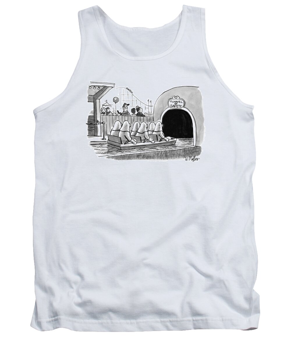 Captionless Tank Top featuring the drawing Tunnel Of Safety by Warren Miller
