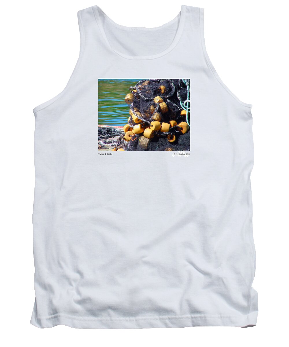 Ocean Tank Top featuring the mixed media Twine and Corks by Art MacKay