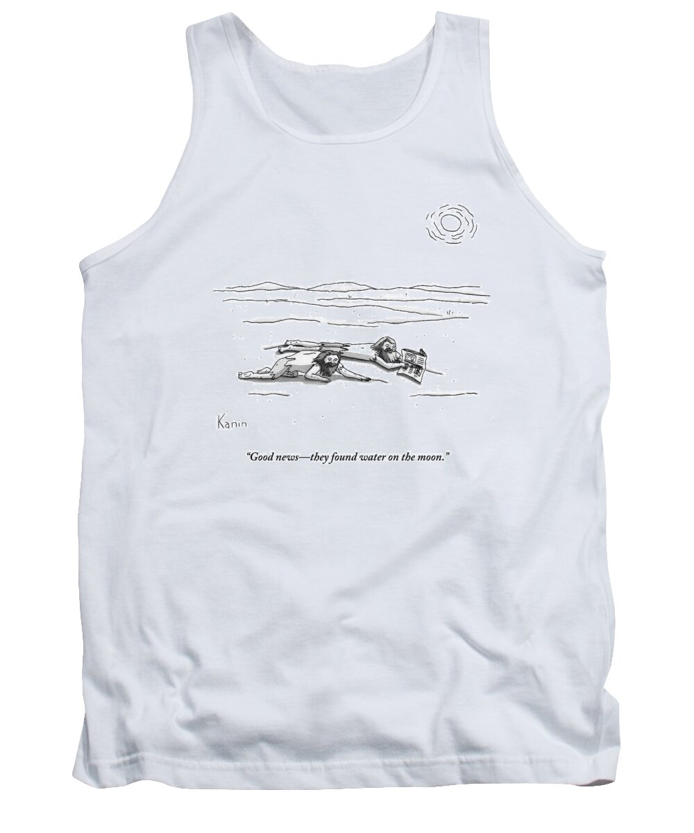 Thirst Tank Top featuring the drawing Two Men Are On Their Stomachs In A Desert. One by Zachary Kanin