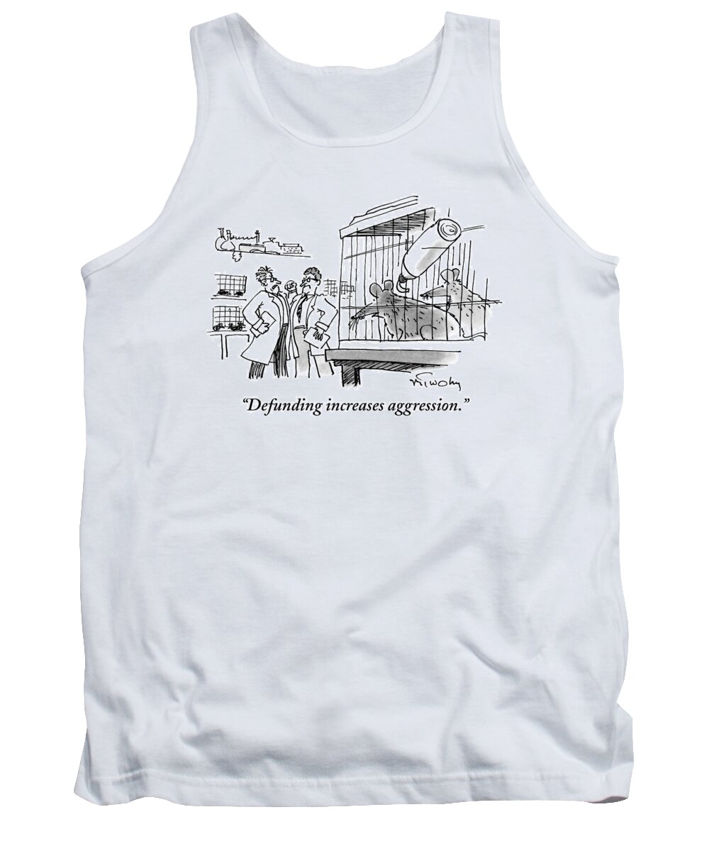 Mice Tank Top featuring the drawing Two Mice In A Cage Watch Two Scientists Argue by Mike Twohy