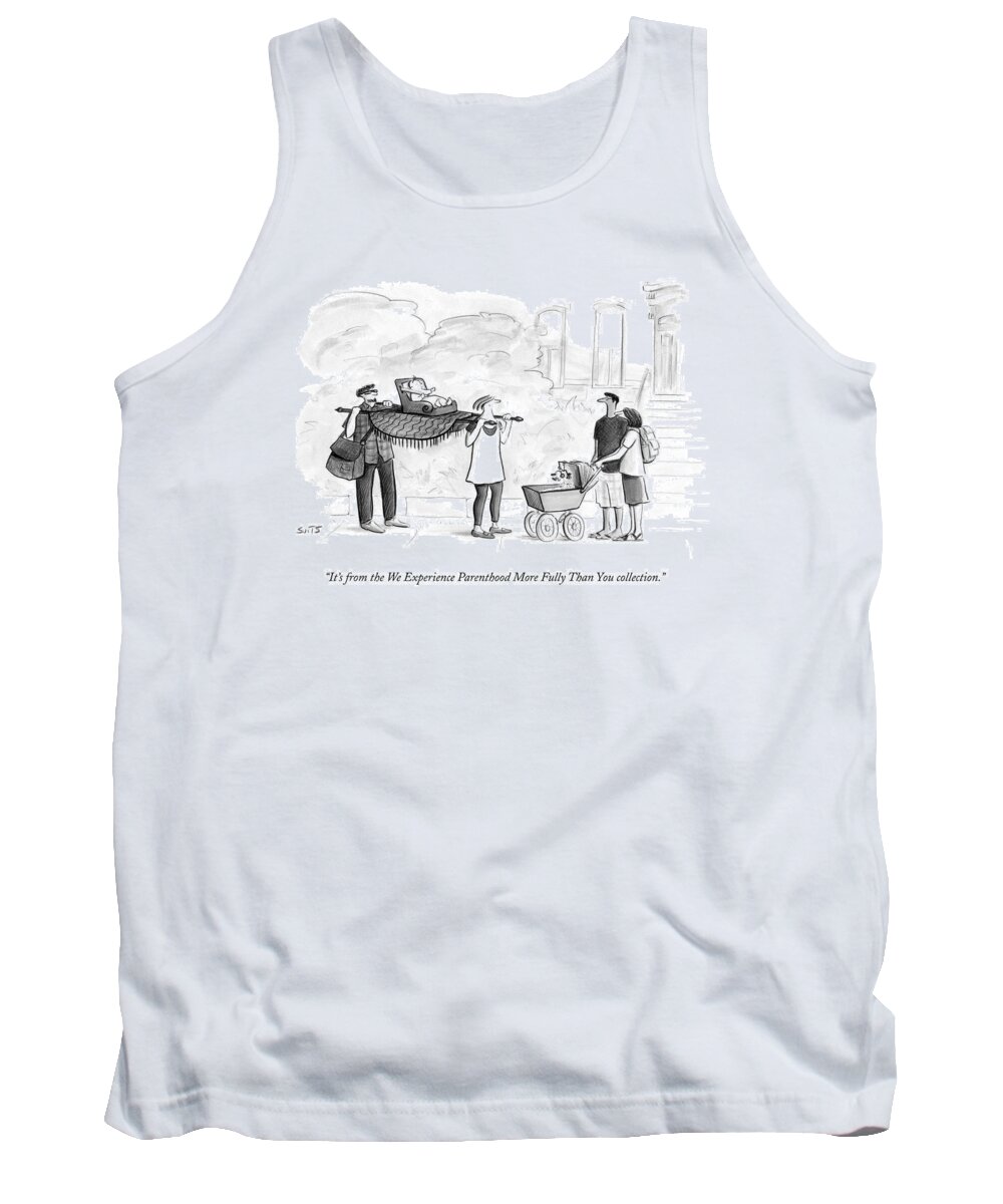 Parenting Tank Top featuring the drawing Two Parents Carrying Their Baby On A King's by Julia Suits