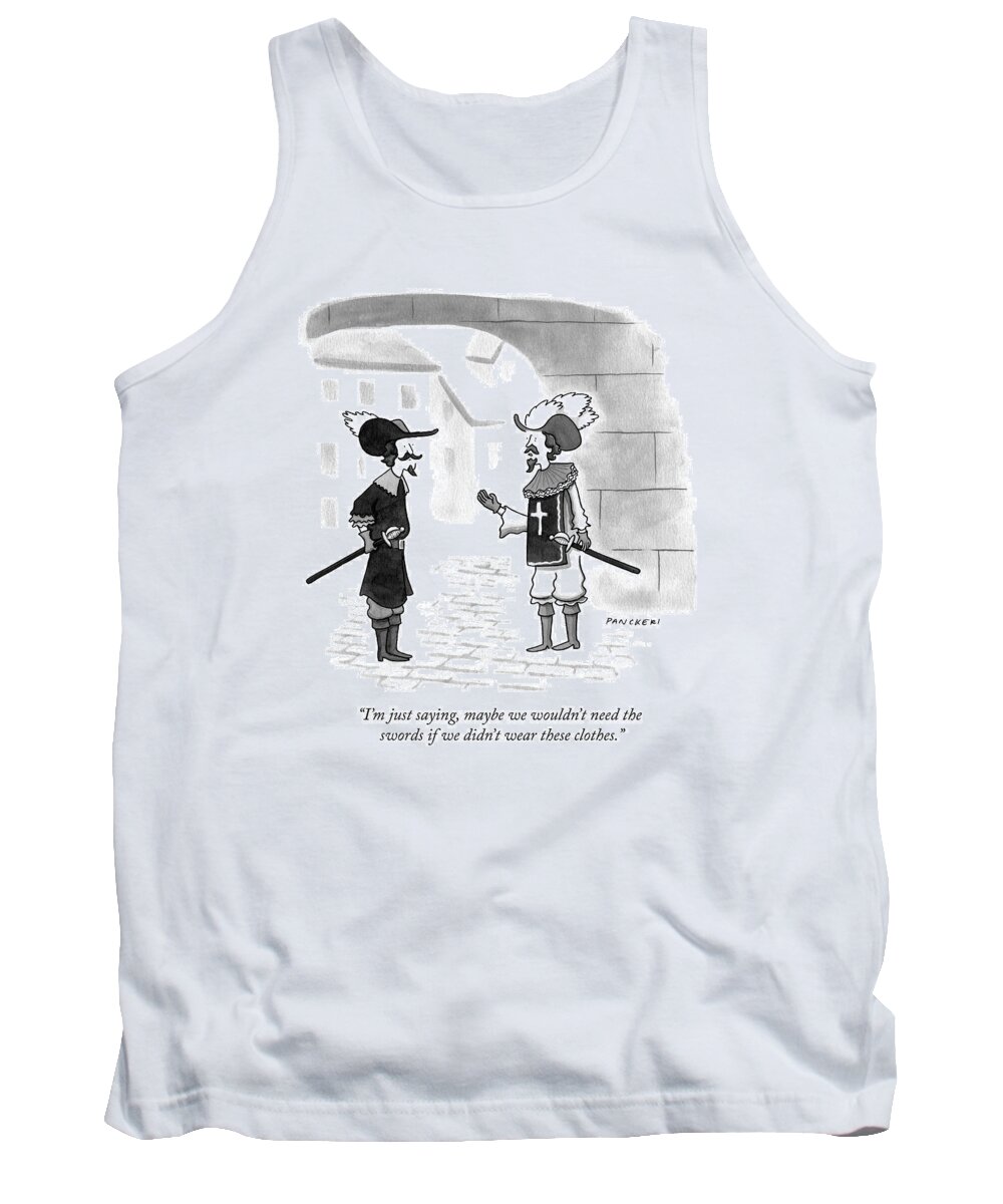 Clothes Tank Top featuring the drawing Two Soldiers Wearing Late Medieval by Drew Panckeri