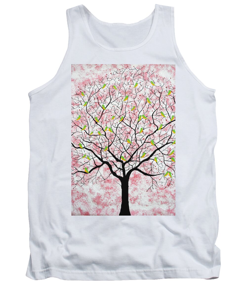 Roots Tank Top featuring the painting Under the pink sky by Sumit Mehndiratta
