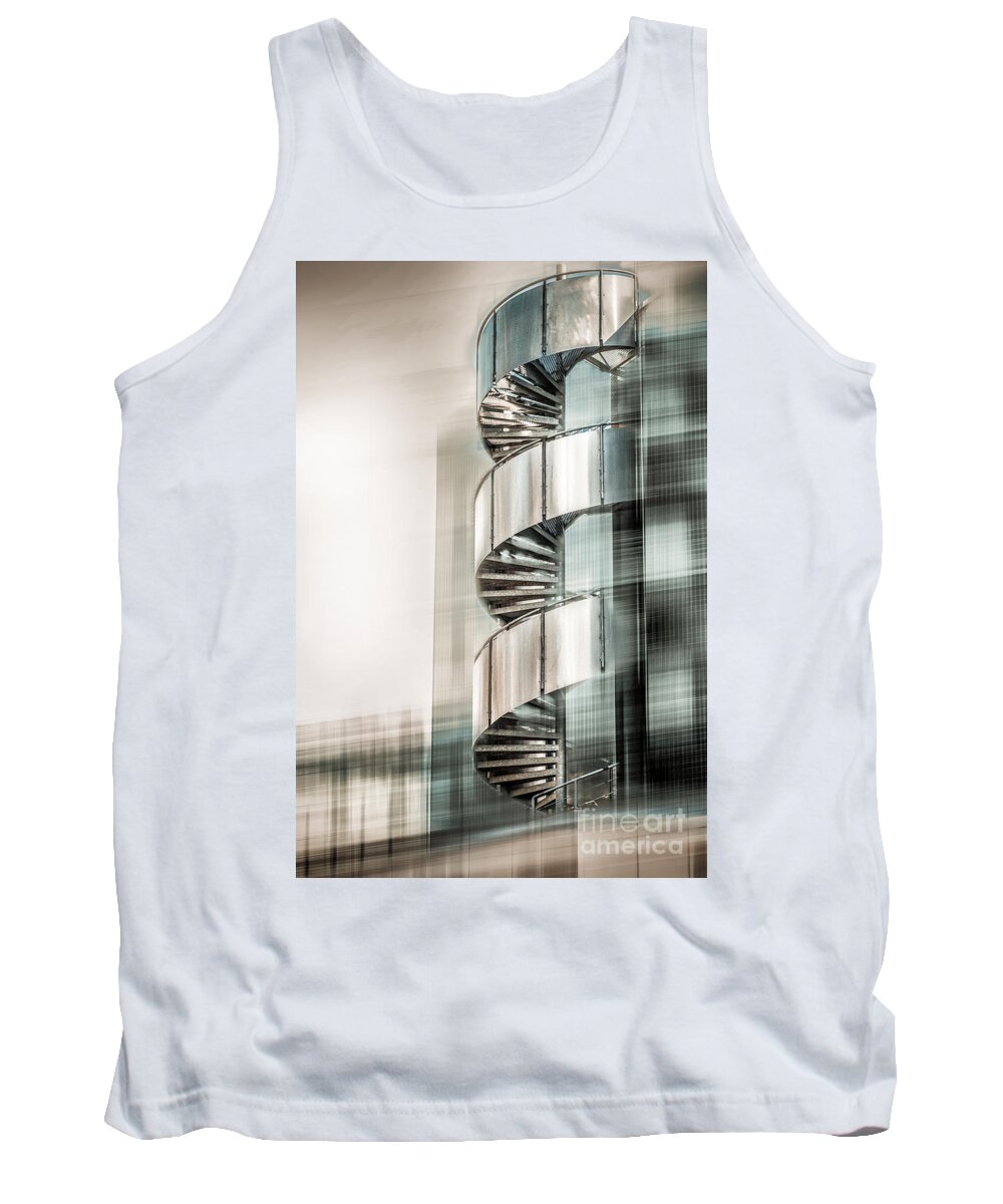 Stairs Tank Top featuring the digital art Urban Drill - Cyan by Hannes Cmarits