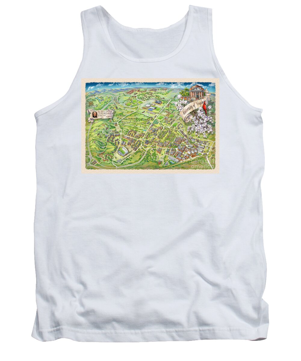 Uva Campus Illustrated Map Tank Top featuring the painting UVA Grounds Illustration 2014 by Maria Rabinky