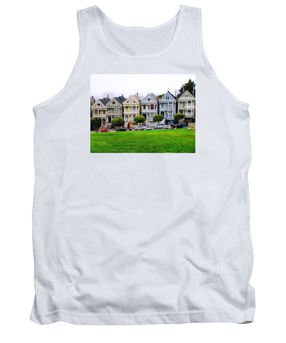 Victorian Style Street Tank Top featuring the photograph San Francisco Architecture by Oleg Zavarzin