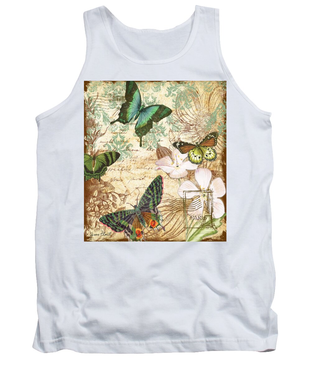  Butterfly Tank Top featuring the digital art Vintage Butterfly Kisses by Jean Plout