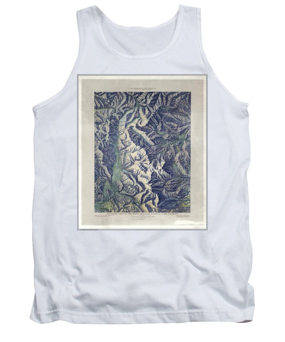 Map Tank Top featuring the drawing Vintage Map of Rocky Mountain National Park - 1914 by Eric Glaser