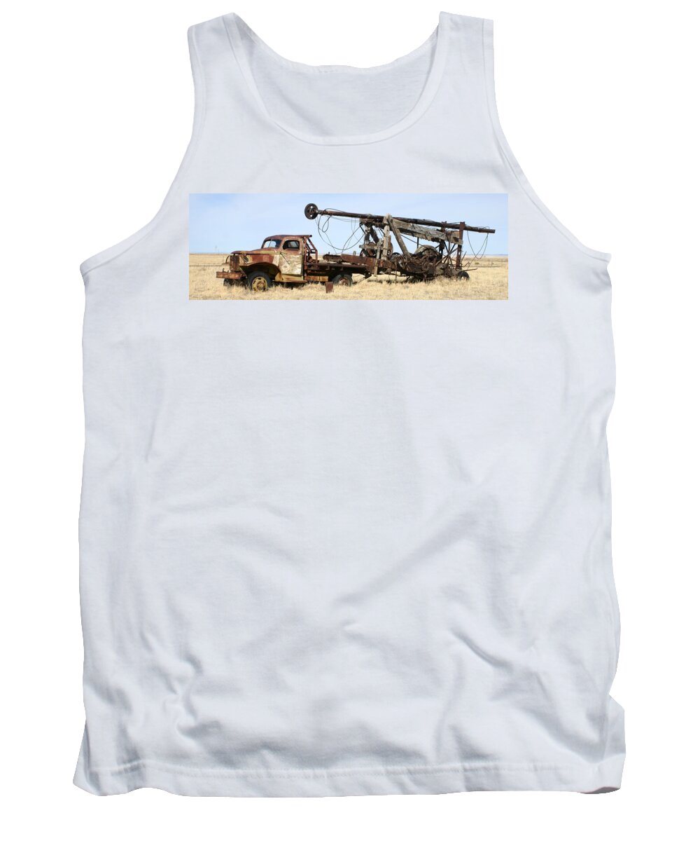 Thank You For Buying A 40.000 X 13.375 Print Of Vintage Water Well Drilling Truck To A Buyer From Ramah Tank Top featuring the photograph Vintage water well drilling truck by Jack Pumphrey