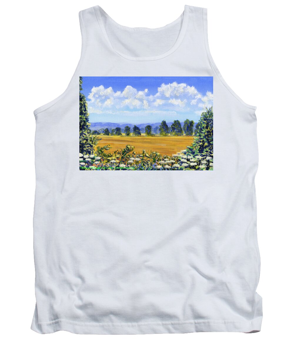 Welsh Wildflowers Tank Top featuring the painting Painting Welsh Wildflowers near Cribyn Lampeter by Edward McNaught-Davis