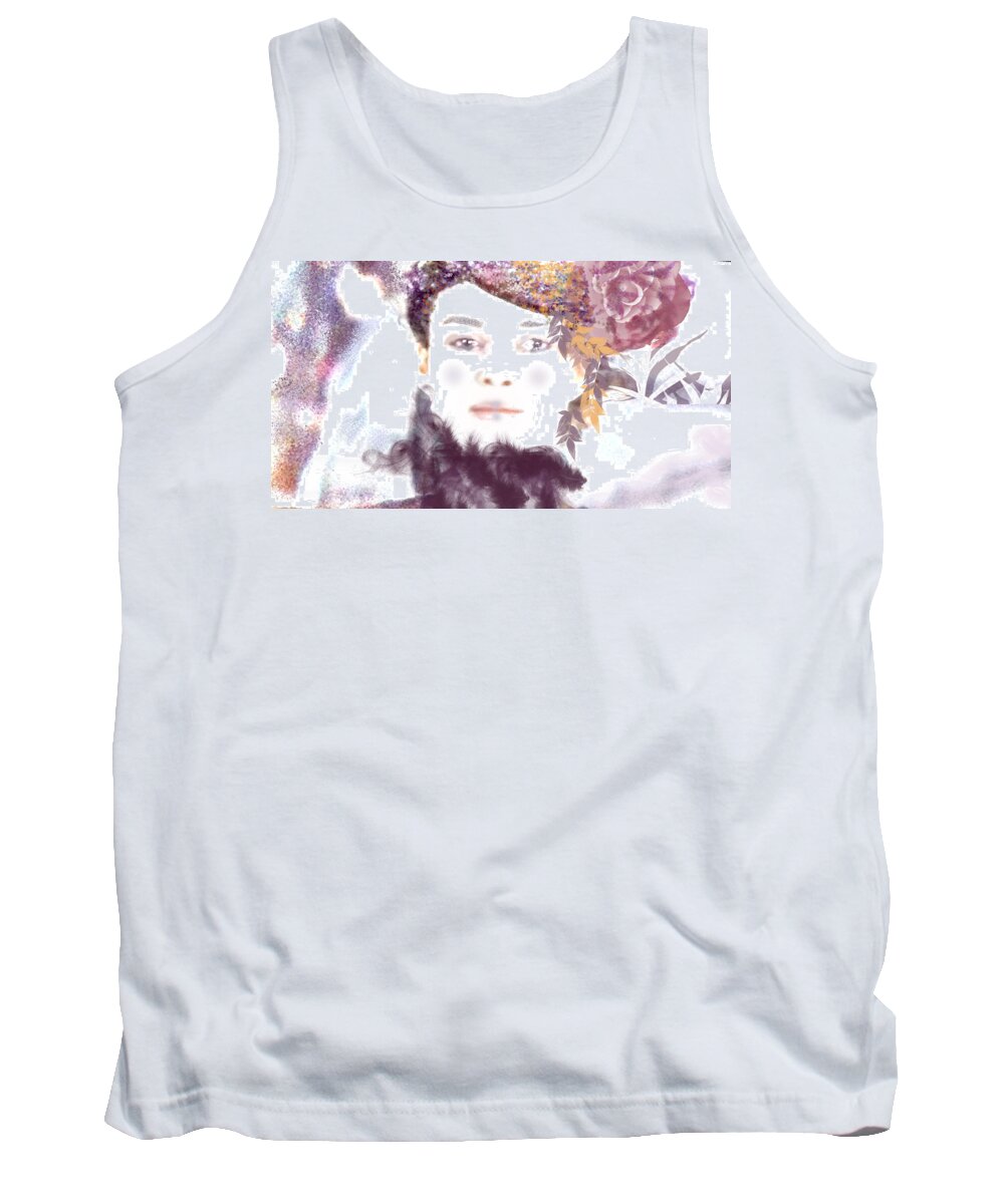 Portrait Tank Top featuring the digital art Wendy Waits by Kim Prowse
