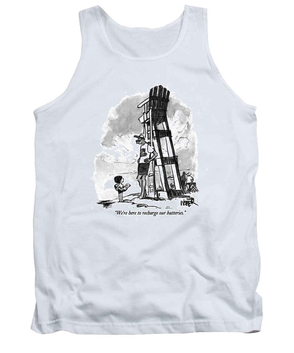 
Leisure Tank Top featuring the drawing We're Here To Recharge Our Batteries by Robert Weber