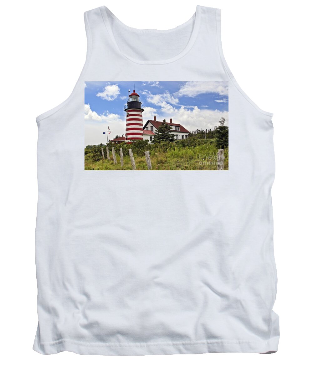 Maine Tank Top featuring the photograph West Quoddy Head Light by Karin Pinkham