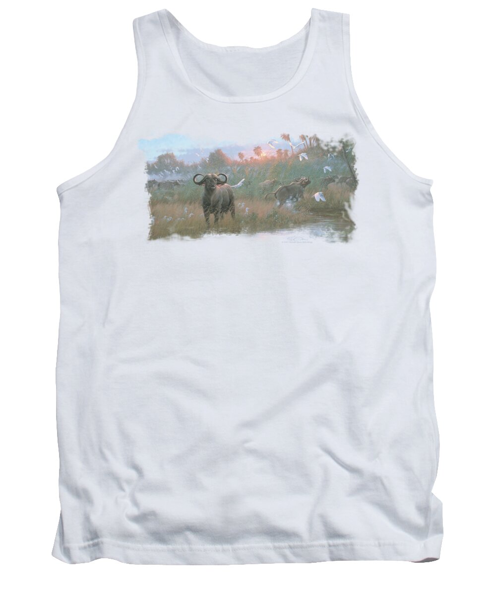 Wildlife Tank Top featuring the digital art Wildlife - Cape Buffalo by Brand A