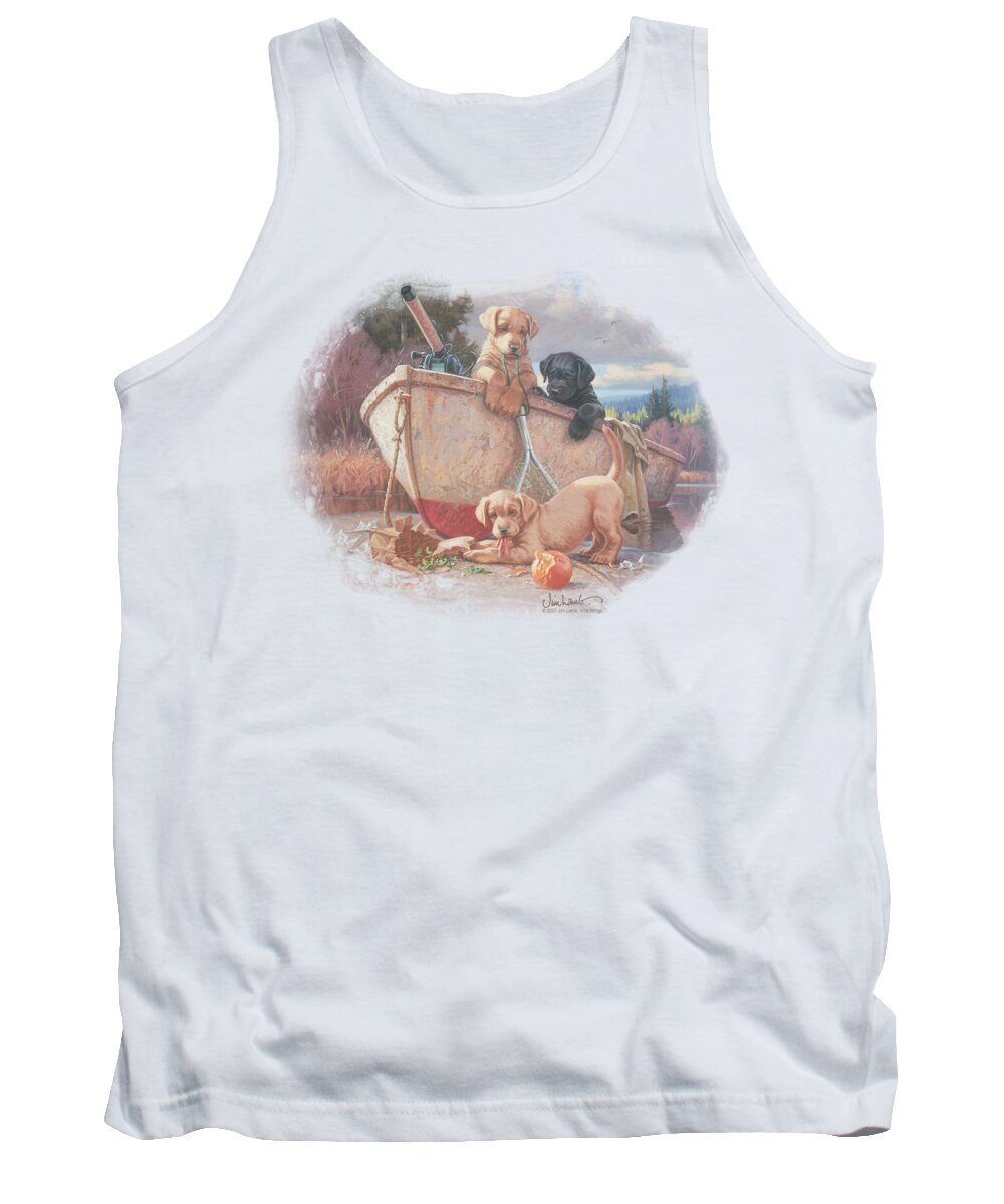 Wildlife Tank Top featuring the digital art Wildlife - Lunch Break Lab Pups by Brand A