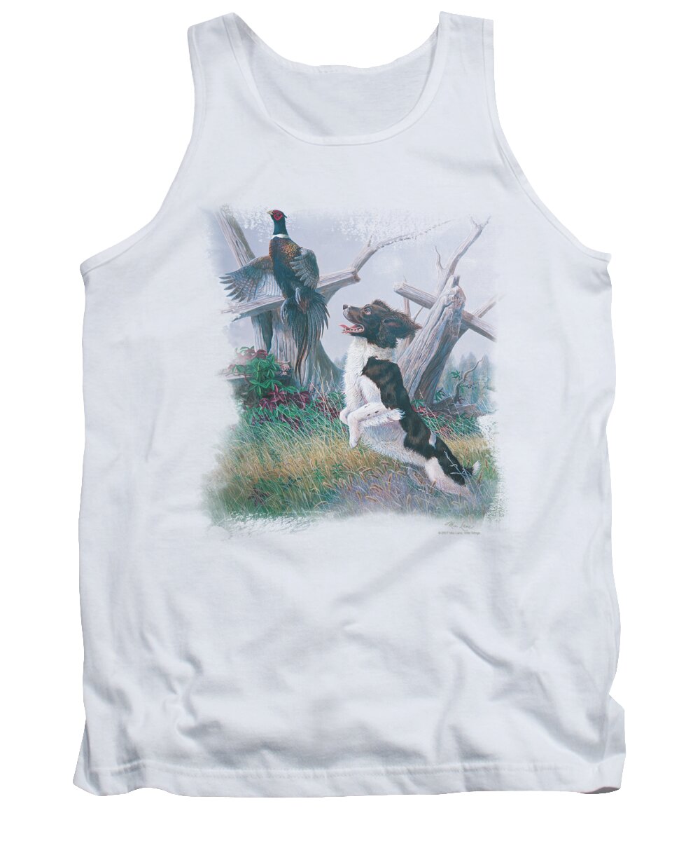 Wildlife Tank Top featuring the digital art Wildlife - Springer With Pheasant by Brand A