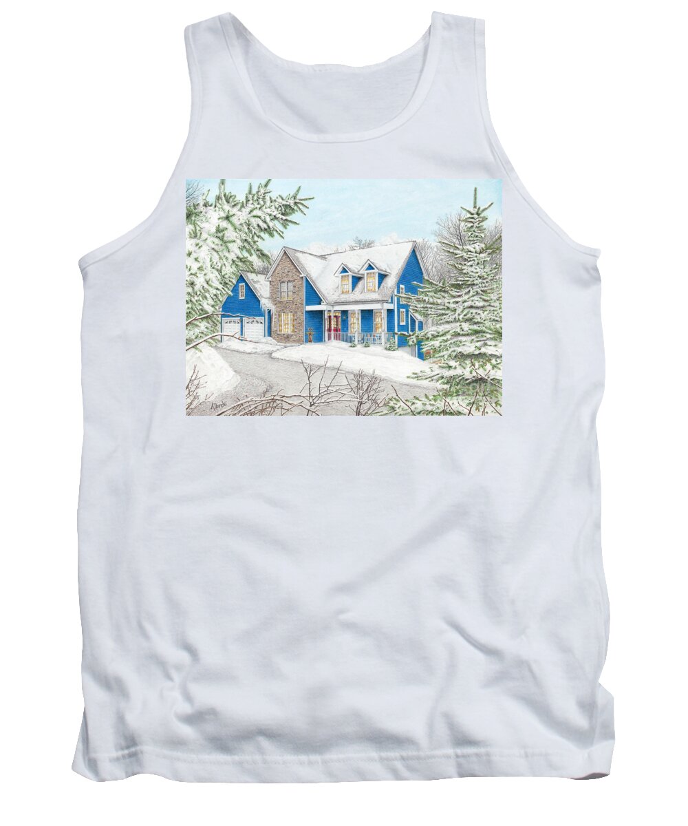 Hidden Valley Tank Top featuring the painting Wiley House by Albert Puskaric