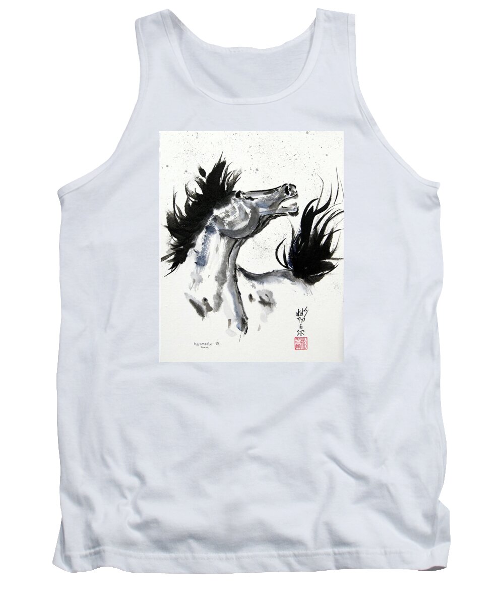 Chinese Brush Painting Horse Tank Top featuring the painting Wind Fire by Bill Searle
