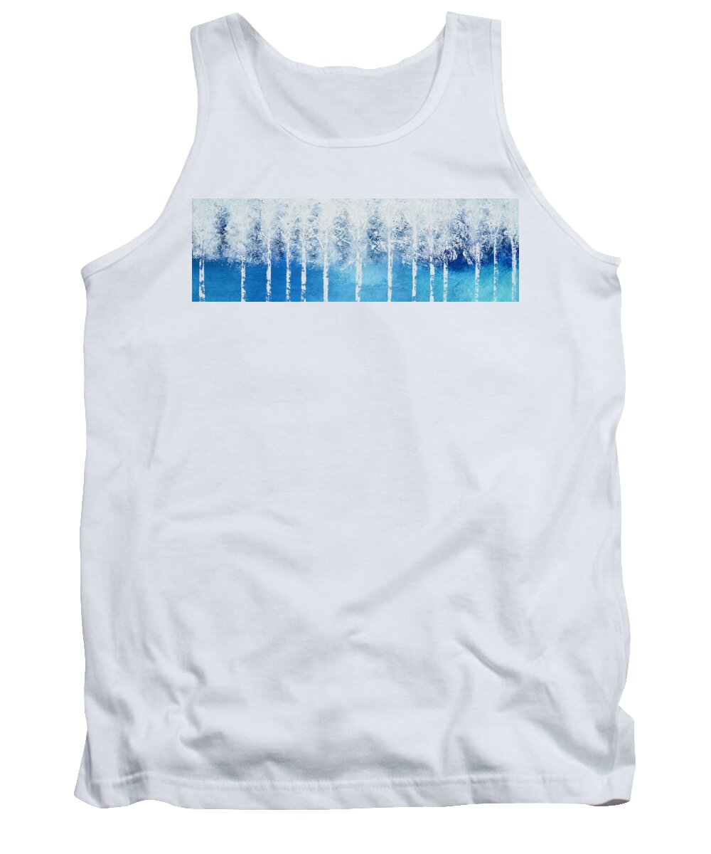 White Trees Tank Top featuring the painting Wintry Mix by Linda Bailey