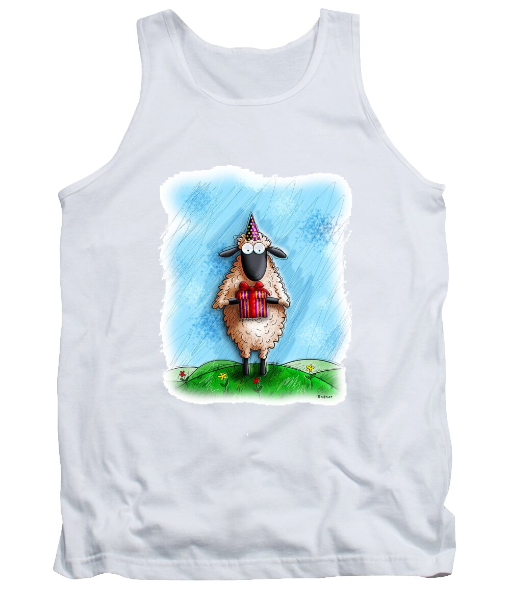 Christian Greeting Card Tank Top featuring the digital art Wishing Ewe by Gary Bodnar