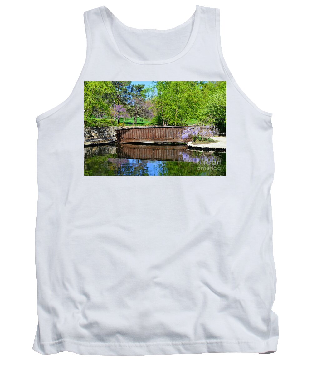 Wisteria Tank Top featuring the photograph Wisteria in Bloom at Loose Park Bridge by Catherine Sherman