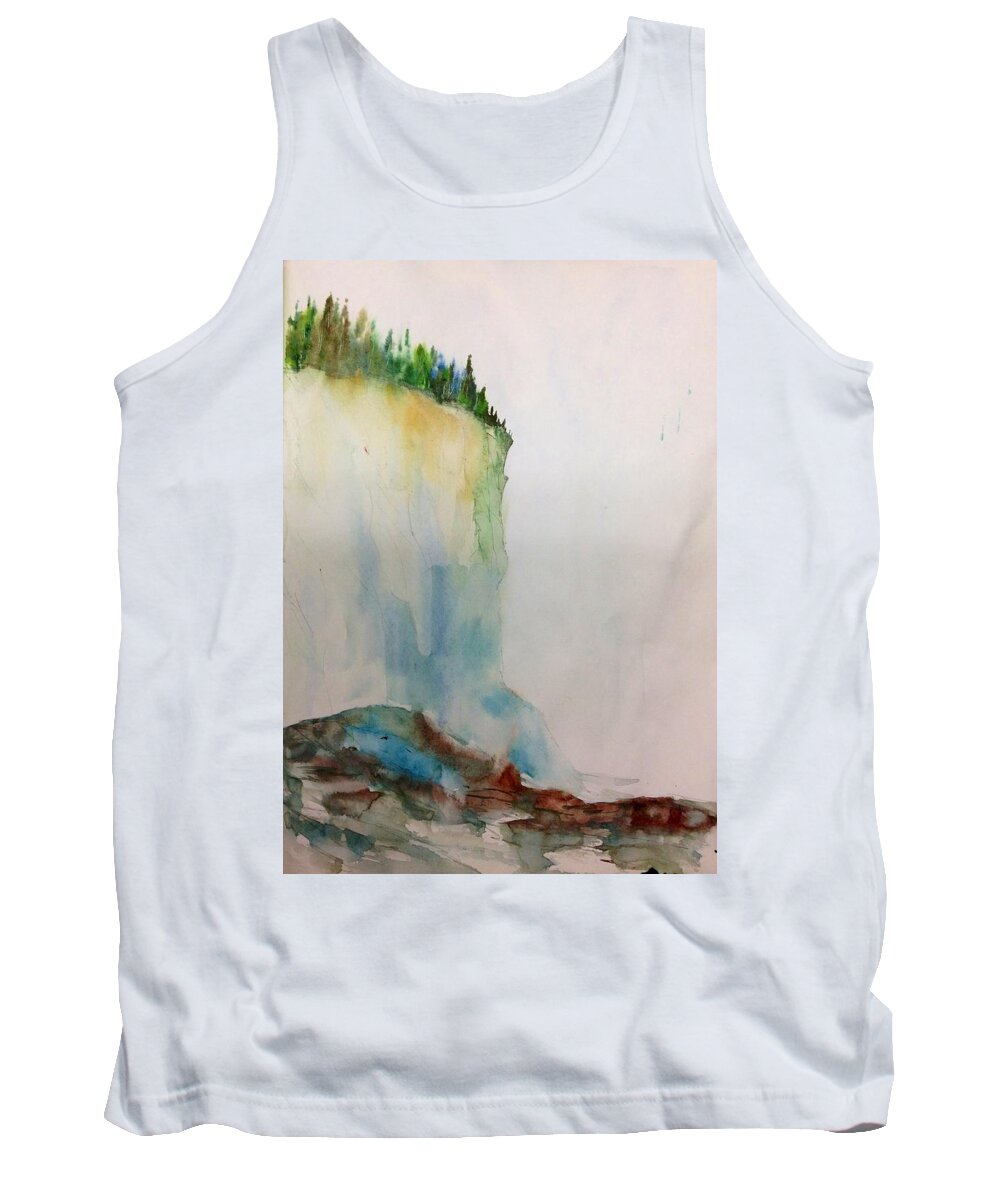 Canadian Impressionist Landscape Tank Top featuring the painting Woodland Trees on a Cliff Edge by Desmond Raymond