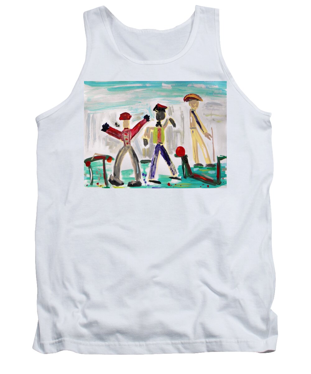 Men Tank Top featuring the painting Working by Mary Carol Williams